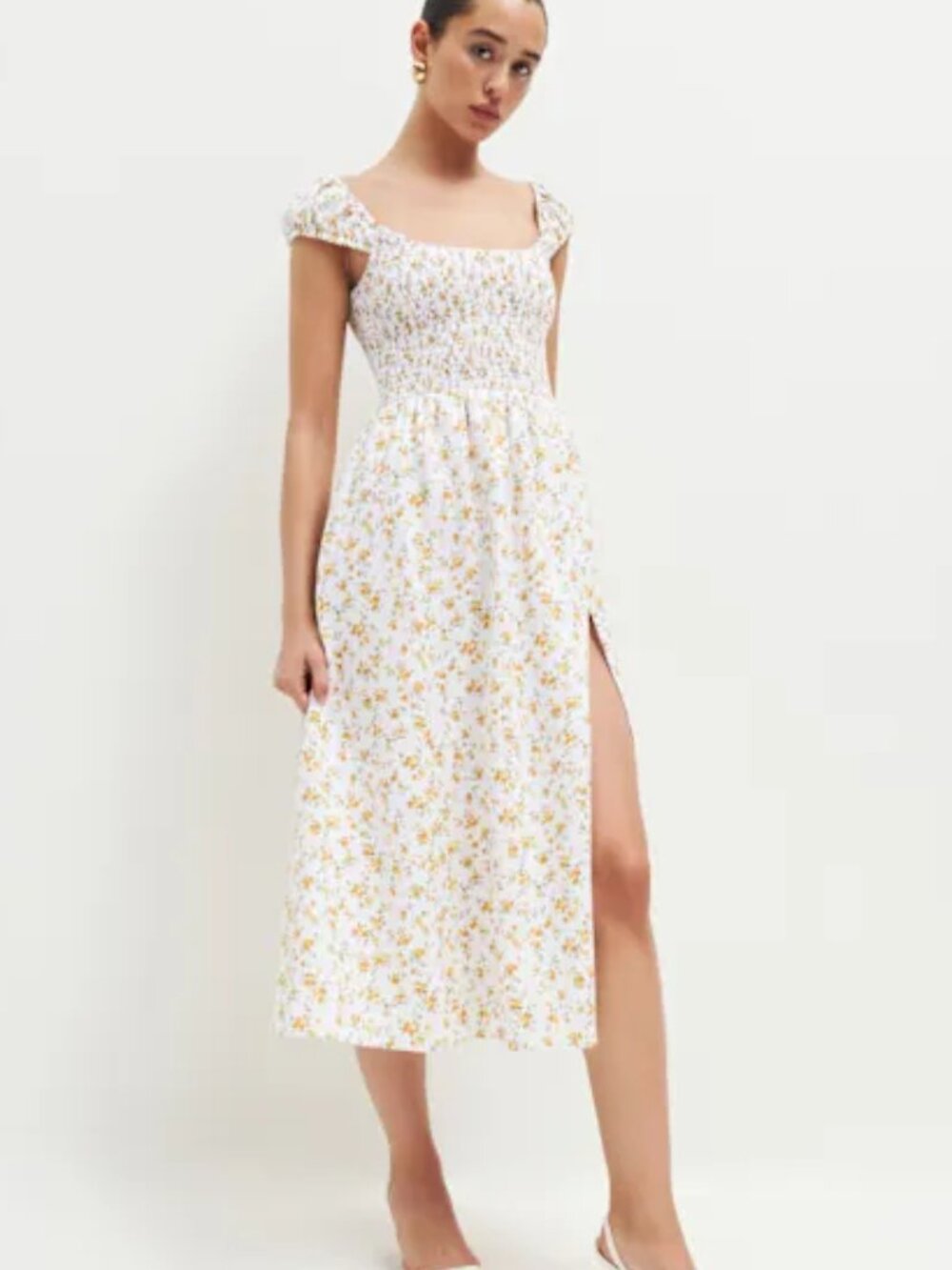 Reformation Tavi Linen Dress Adagio - Size L